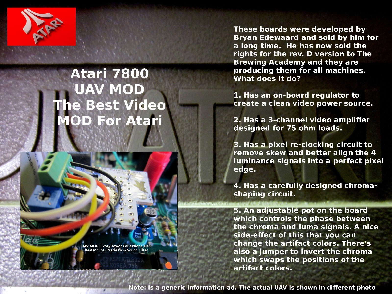 Atari 7800 Origial EpR Reconditioned MUAV With PS MOD & New Power Adapter