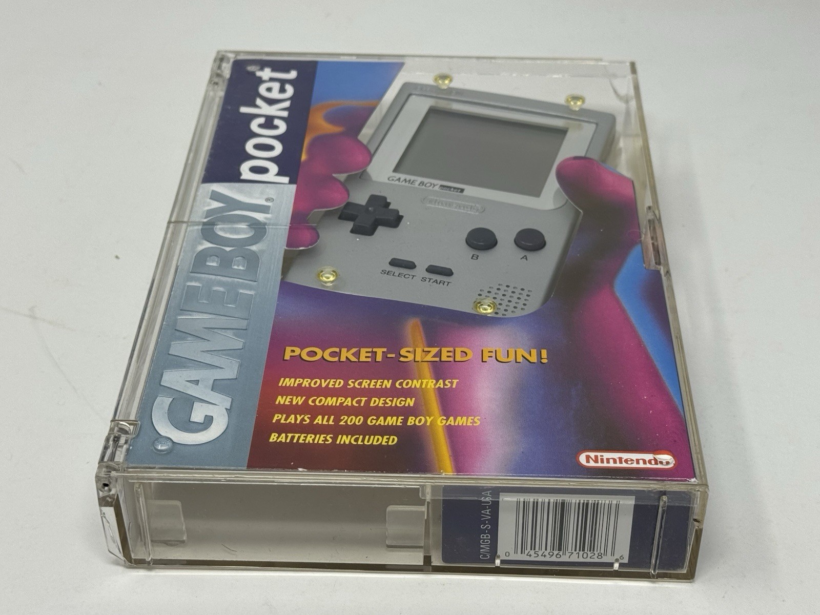 Nintendo Game Boy Pocket Silver Console CIB Clear Retail Box Hard Case