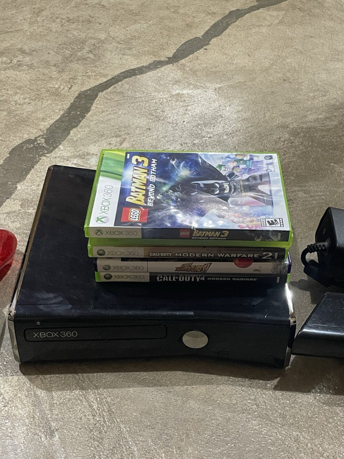 Xbox 360 Slim Black Console + Kinect Sensor + 2 Controllers + 5 Games –