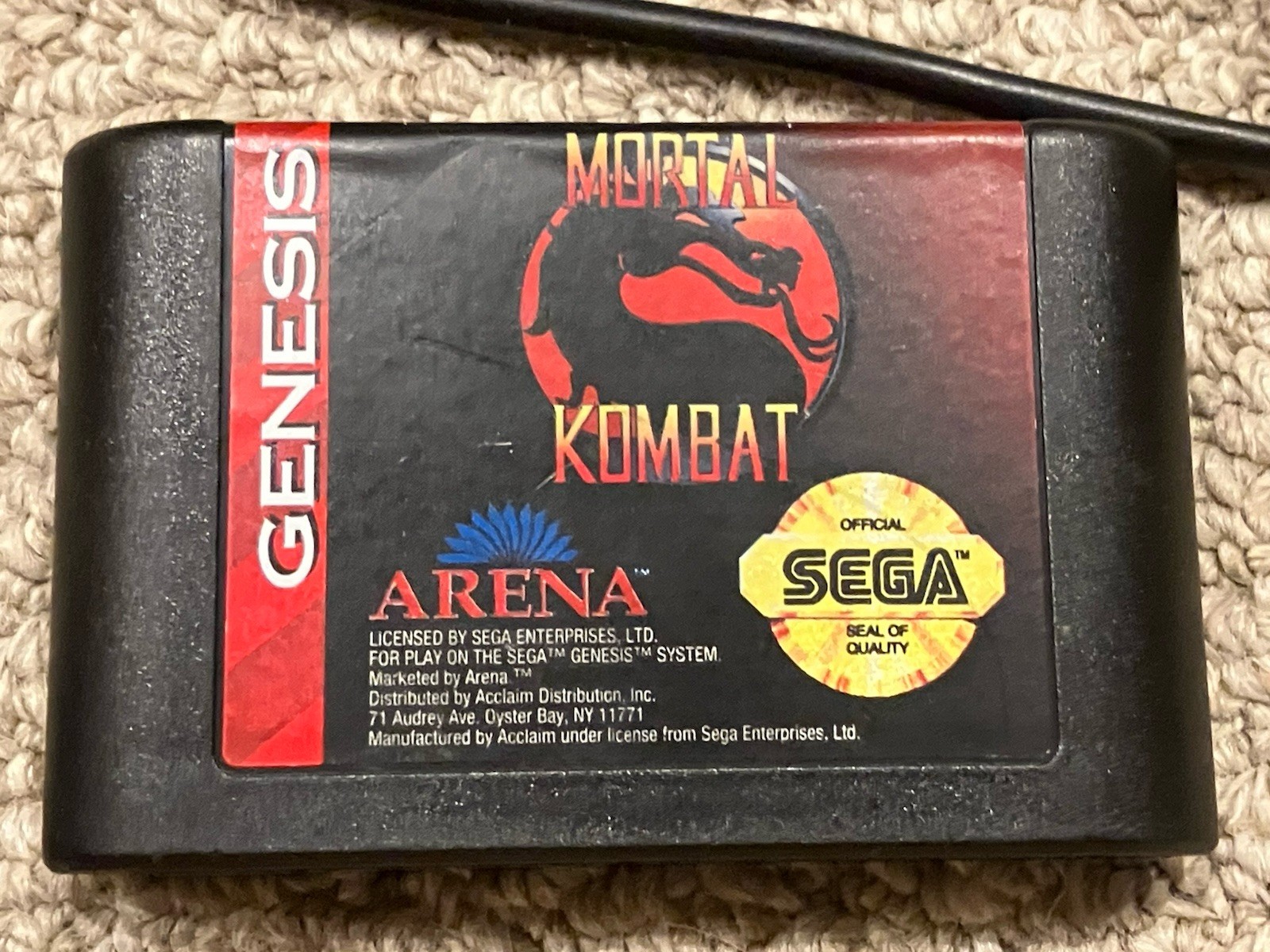 Sega Gensis Console 1 Two Controllers & Mortal Kombat Game Tested & Working