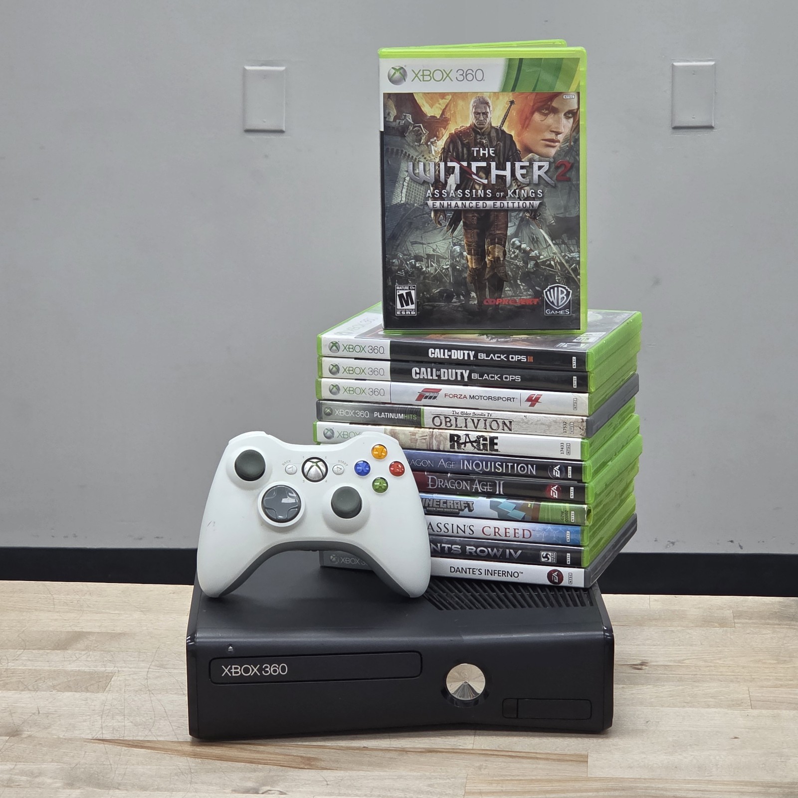 Microsoft Xbox 360 S Slim 500GB Console Model 1439 Bundle W/ 12 Games LOT