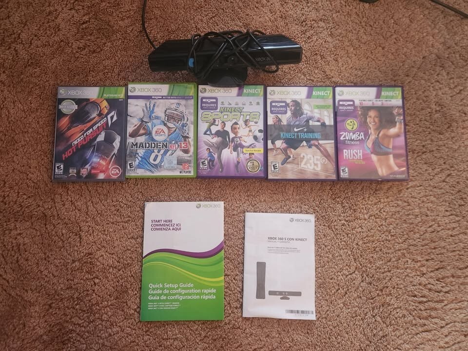 Microsoft Xbox 360 S Gaming Console with Kinect, Games, Controllers