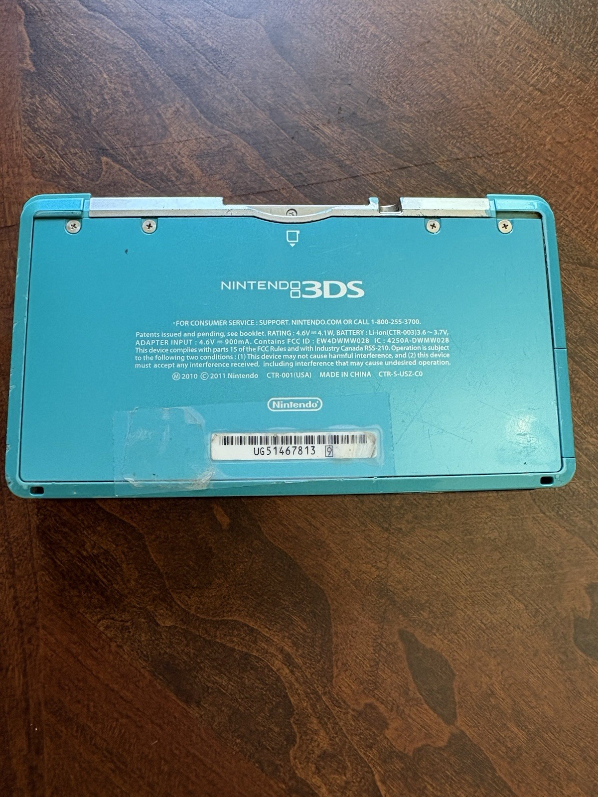 Nintendo 3DS Aqua Blue Handheld Console System CTR-001 Tested Heavy Wear/Scratch