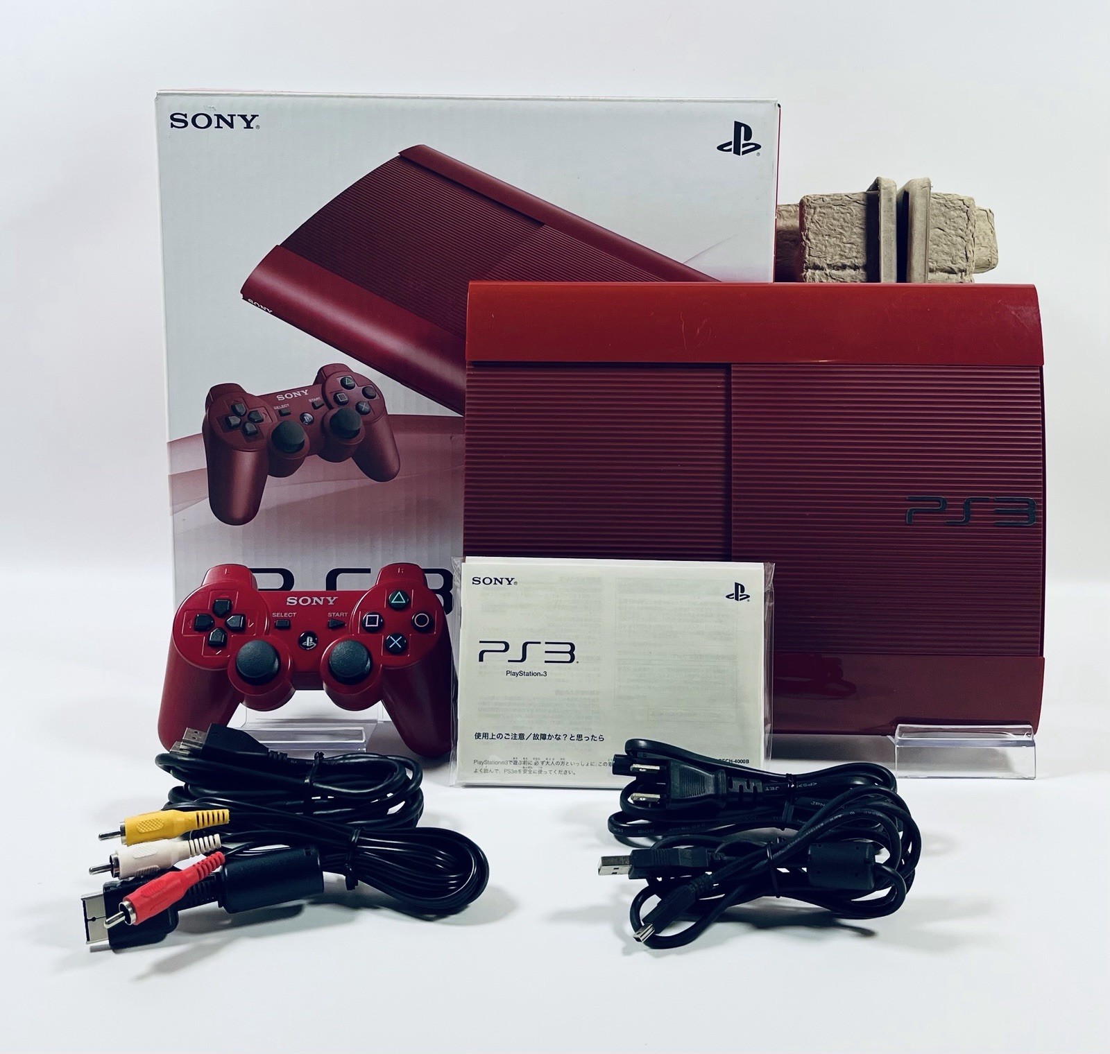 🔥RARE Sony PS3 CECH-4000B 250GB ❤️ Garnet Red 🎮 1 Controller Super Slim Tested