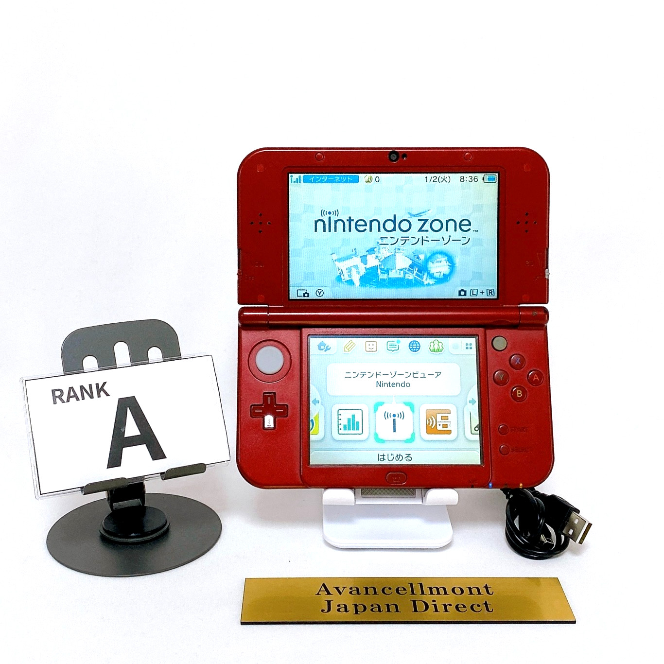 【Dual IPS】New Nintendo 3DS LL XL Metallic Red Console Stylus Japan Tested Rank A