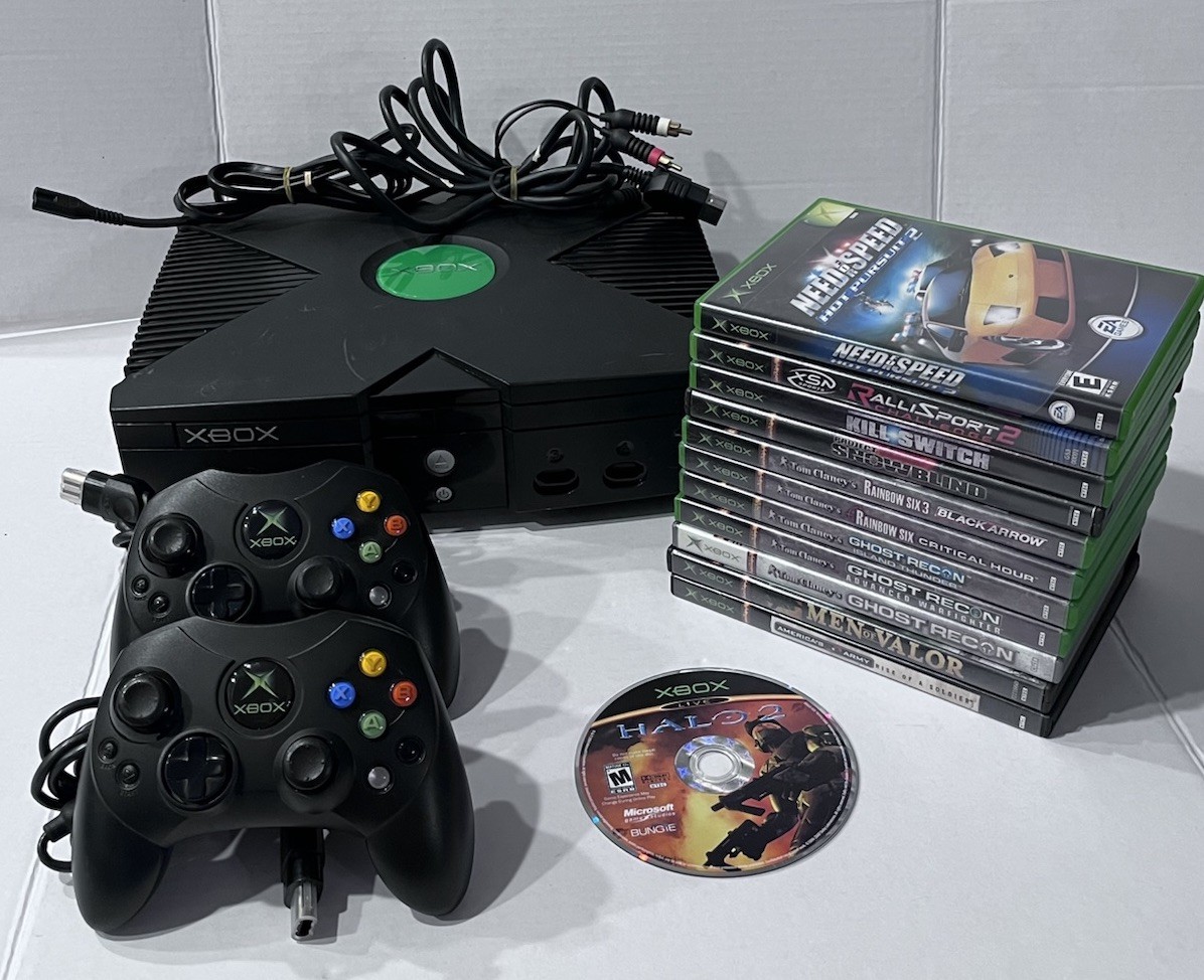 OG/Original Xbox Console Bundle – Cleaned W/ 2 Controllers & 12 Games, Tested
