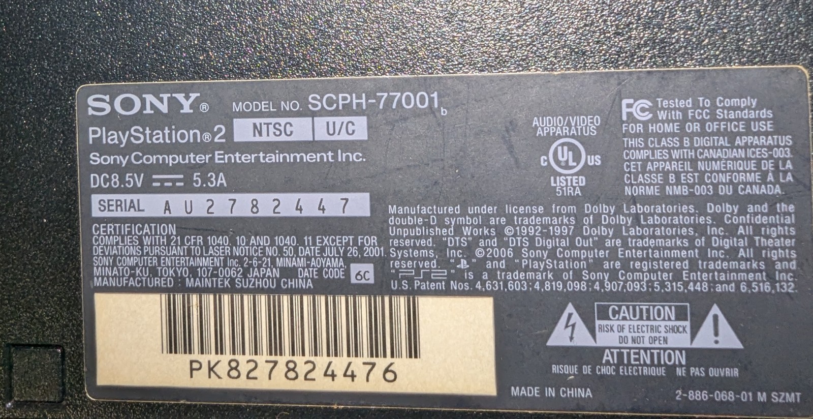Sony PlayStation 2, SCPH-77001b (Games are NOT included.)