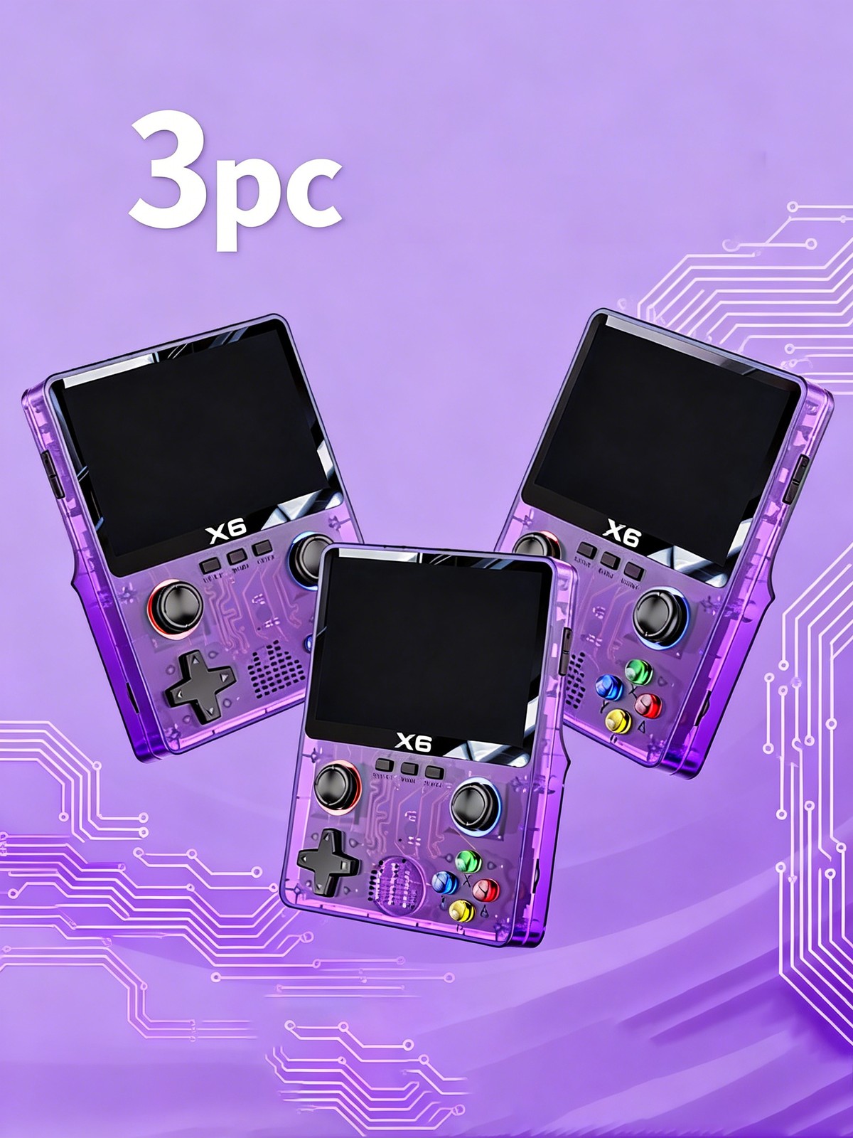 3pcs Retro Handheld Video Game Console Linux System LCD 3.5 Inch IPS Screen 32GB