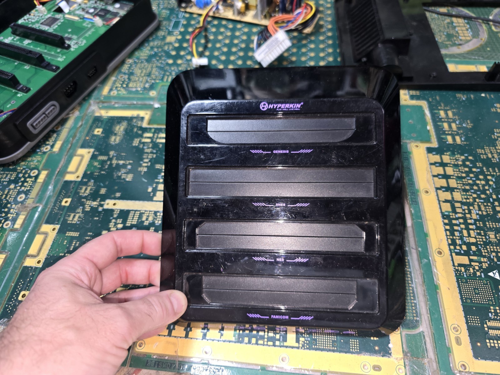 Hyperkin Retron 5 Top Cartridge Slot Cover w/Flaps & Springs ONLY-Good-READ ALL