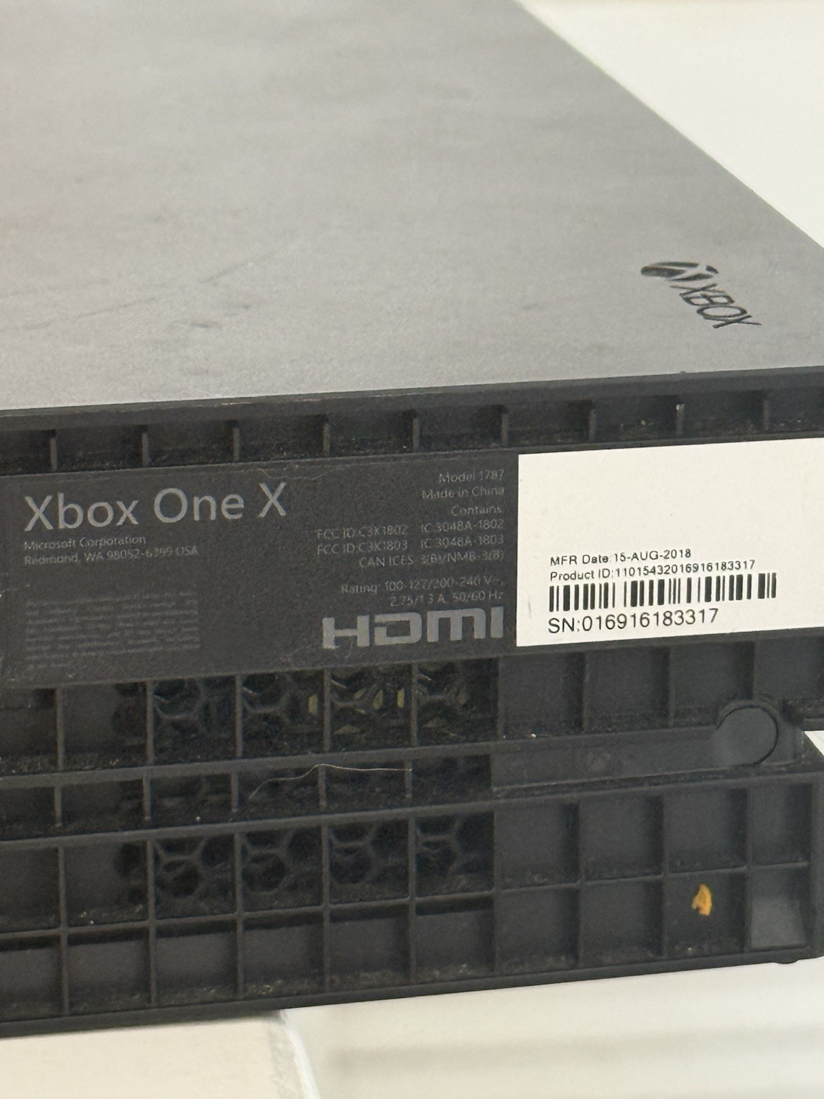 Microsoft Xbox One X 1TB Black 4K UHD Console Model 1787 w/ Controller Chatpad