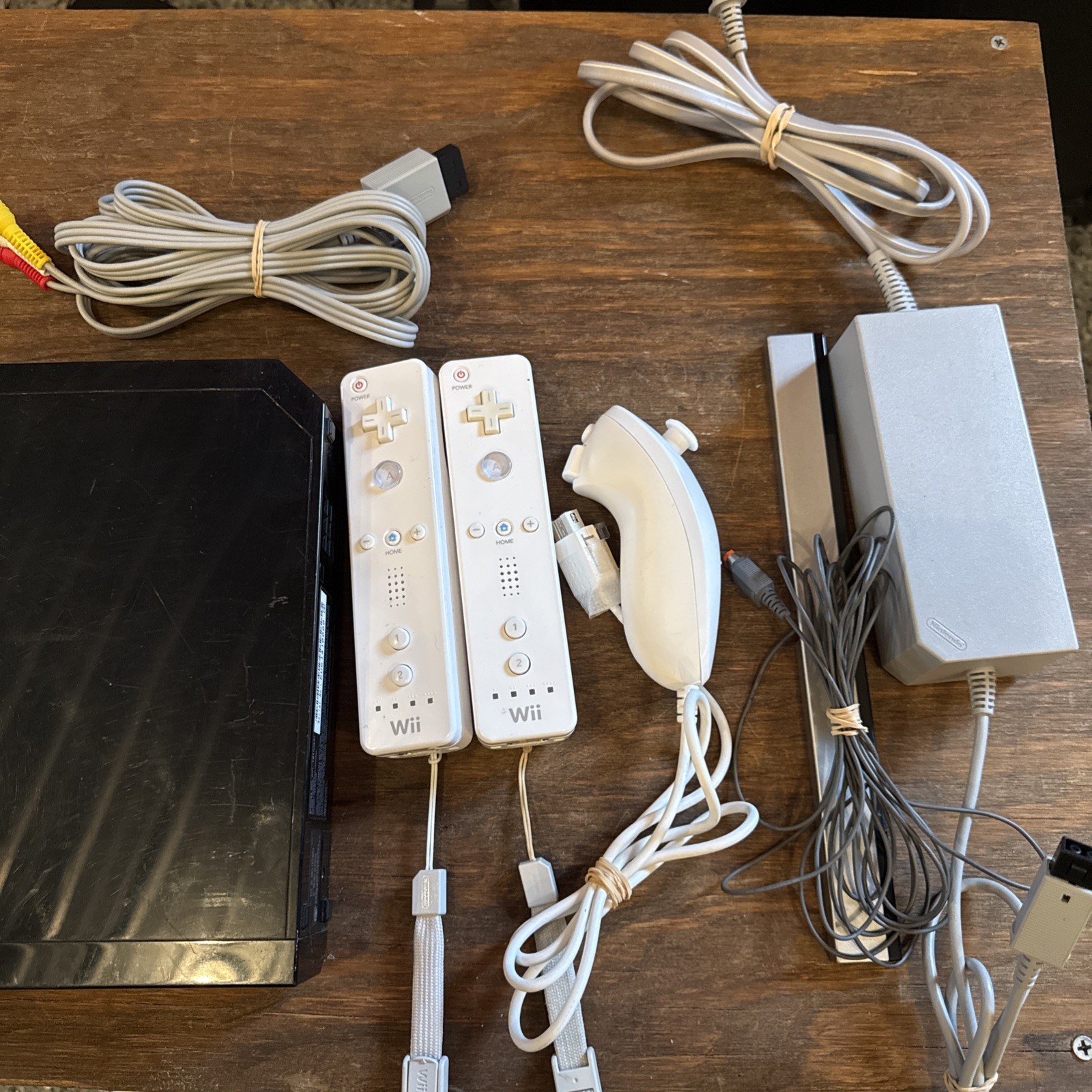 Nintendo Wii Console w/ 2 Controllers – RVL-101- Black- Tested + In Good Shape
