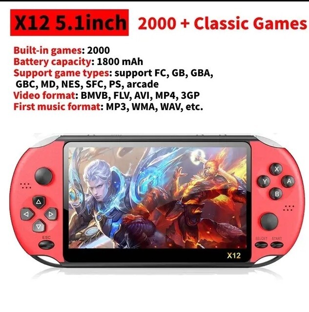Portable Console 2000 Built-In Games TV Connection Retro Classic 5 Inch