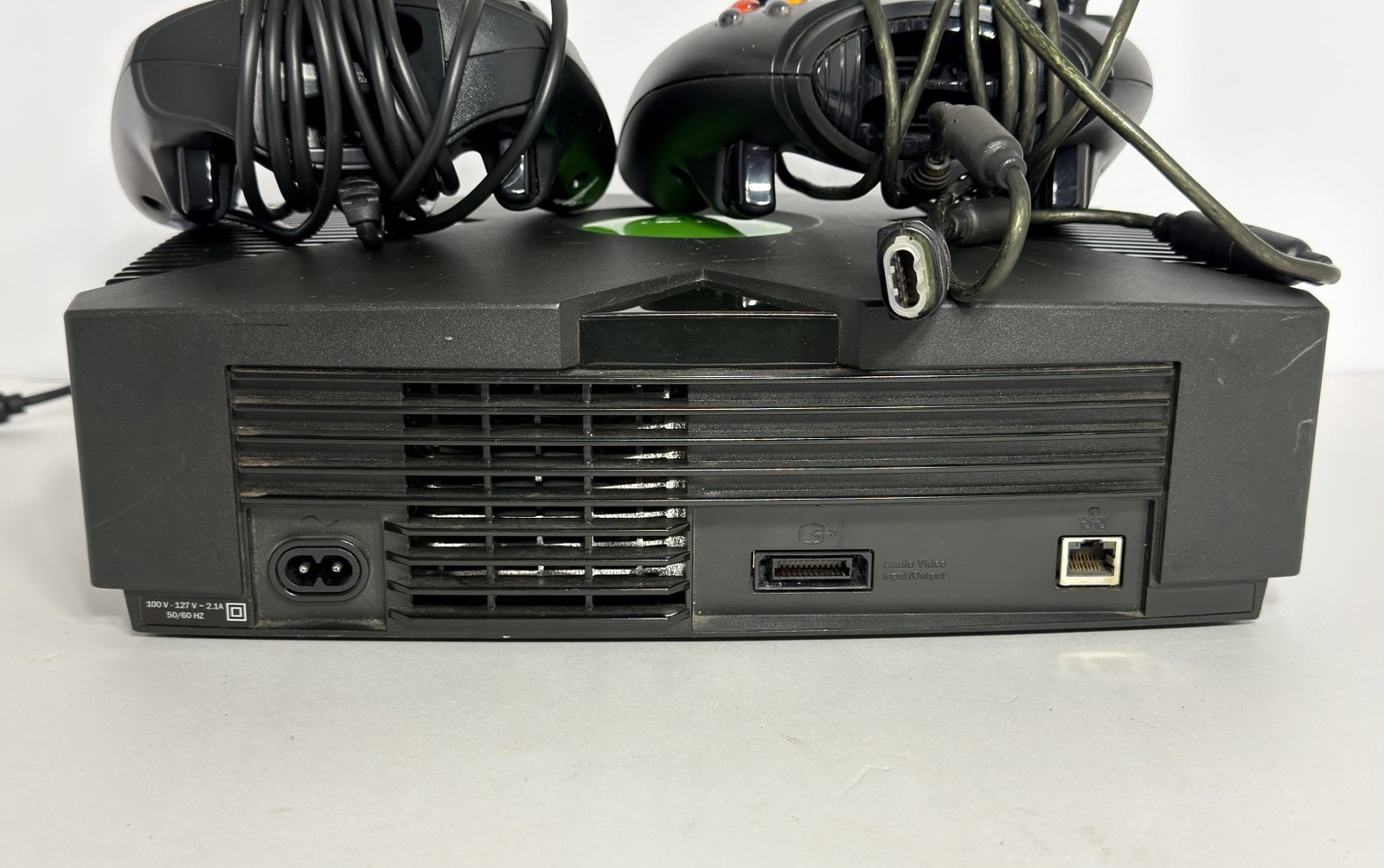 Microsoft Xbox Original Black Console Bundle 2 Wired Controllers Parts Repair