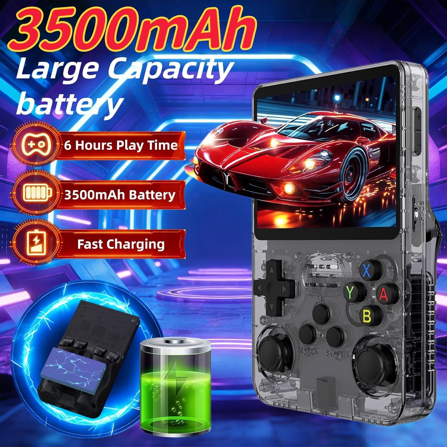 R36S Retro Handheld Game Console, 3.5 Inch 640X480 IPS Screen, 64GB Built-In 15,