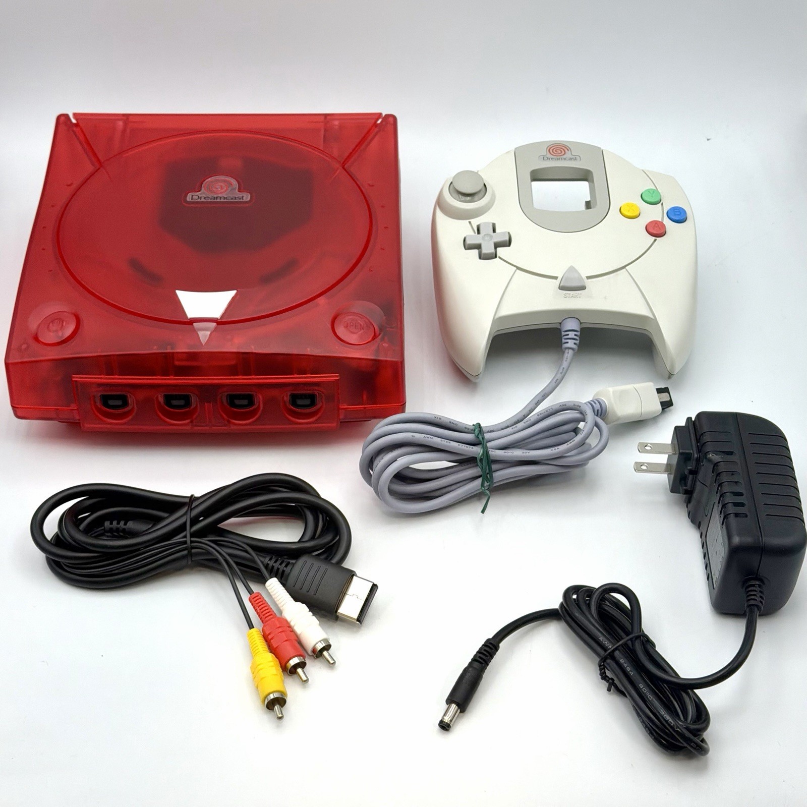 Sega Dreamcast Transparent Red Region Free Console Set W/ Controller DREAMPSU
