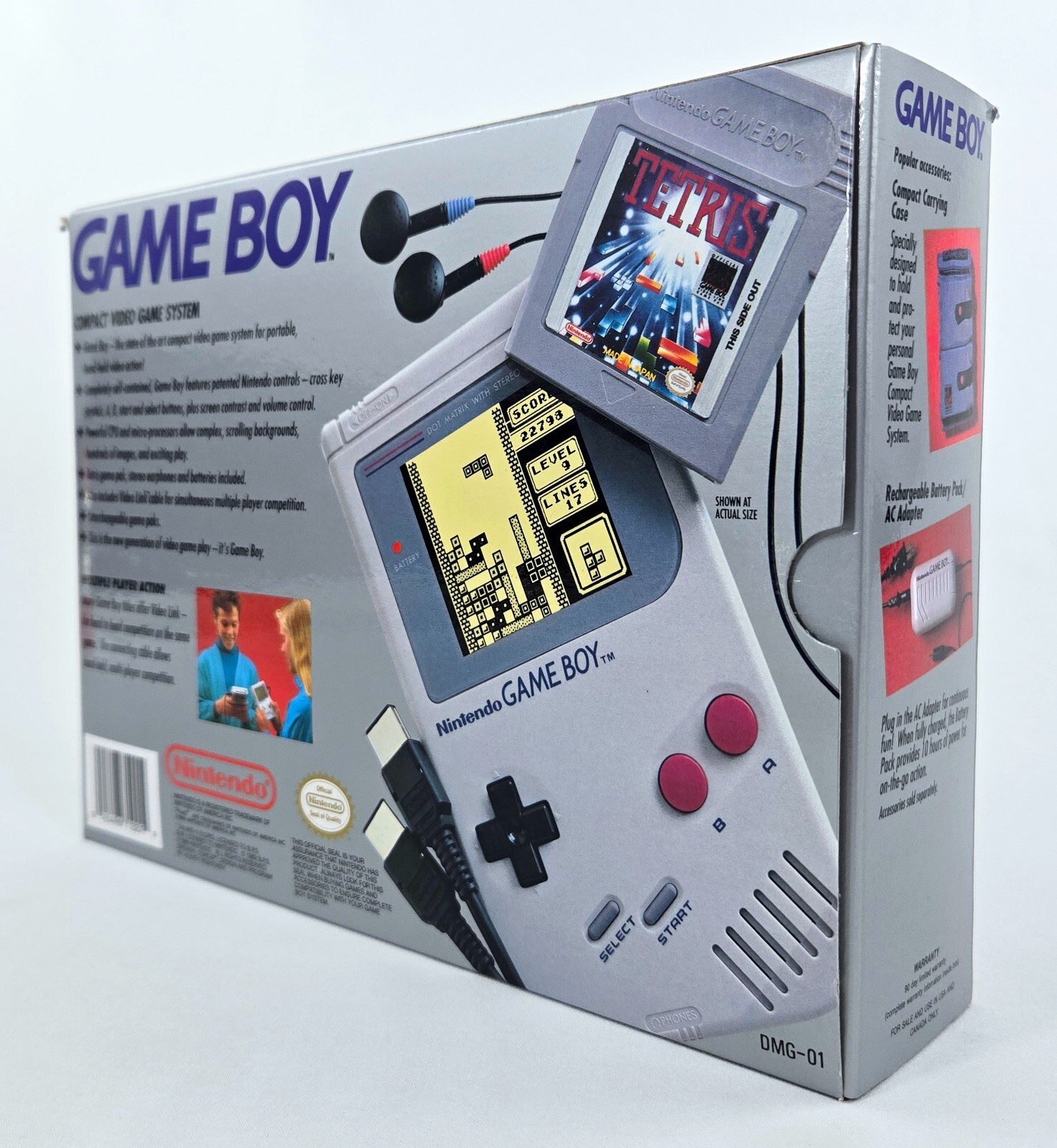 GAME BOY DMG-01 CONSOLE COMPLETE CIB w/ TETRIS + IPS LCD Backlit Screen Nintendo