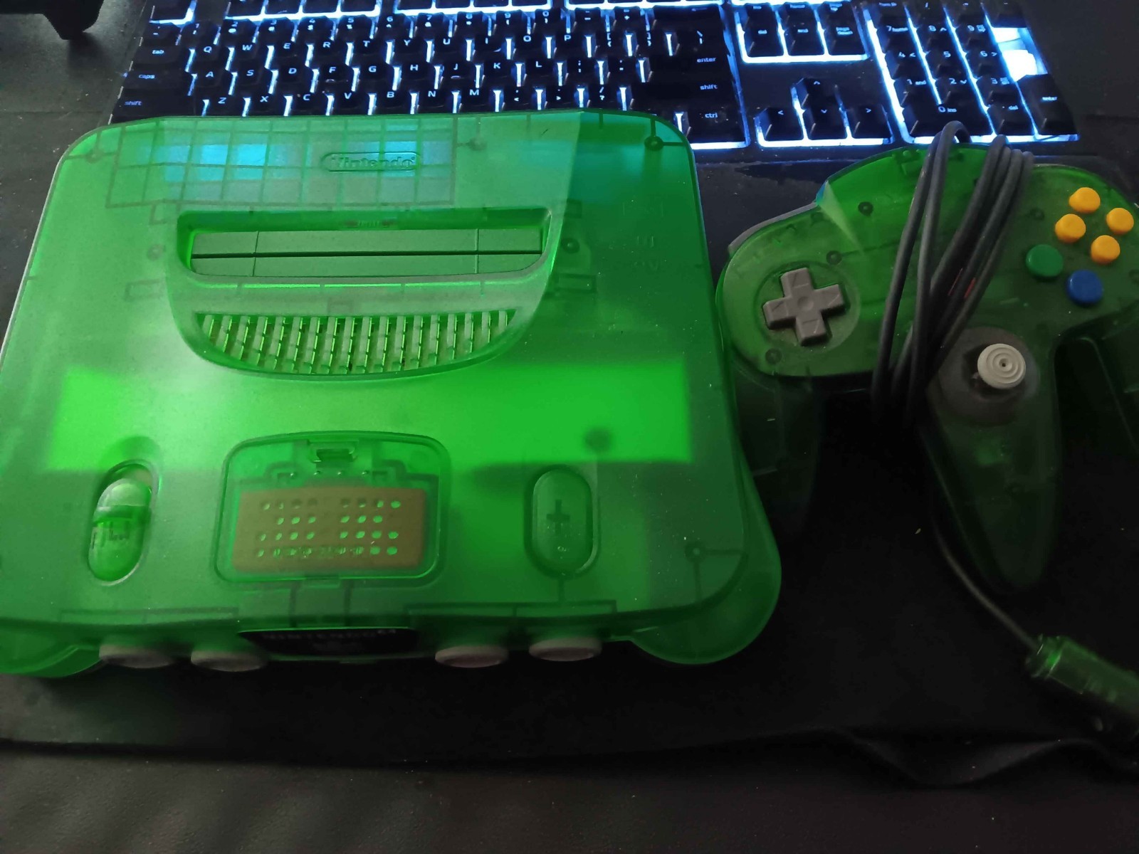Nintendo 64 Funtastic Jungle Green Bundle controller pak and memory expansion