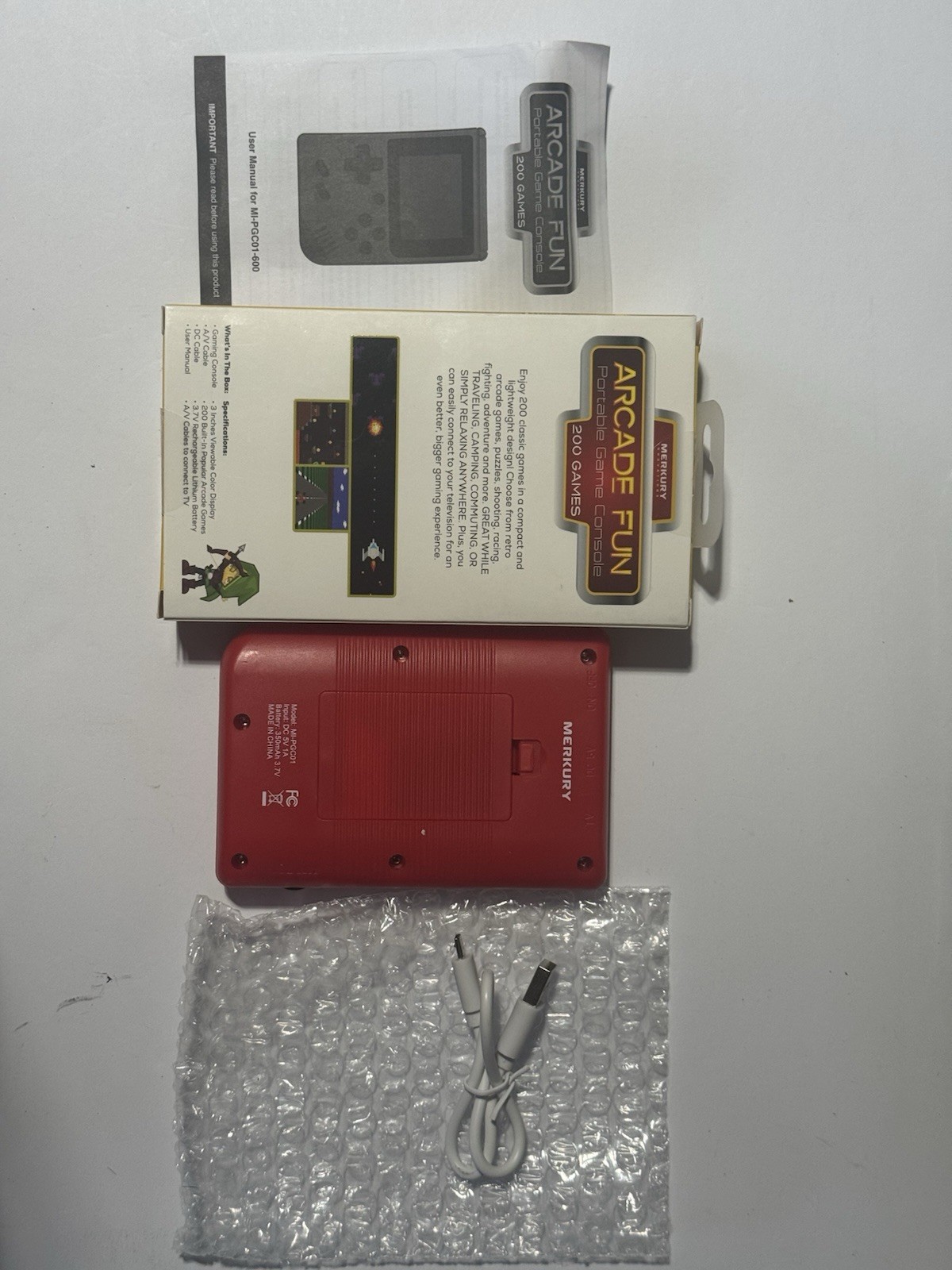 Merkury Arcade Fun Portable Game Console 200 Games Red Handheld Tested