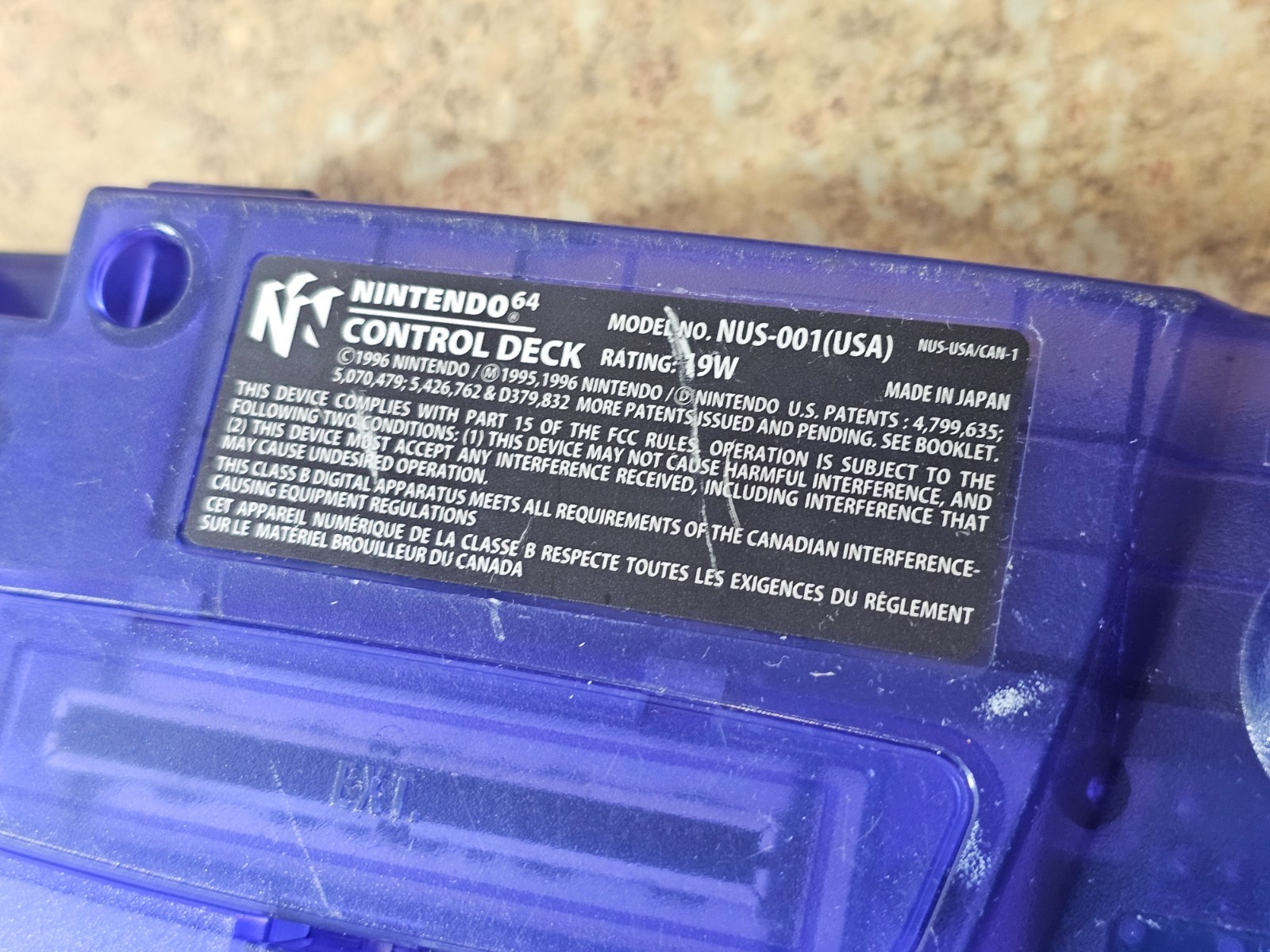 Nintendo 64 N64 NUS-001 USA Funtastic Grape Purple Console ONLY Tested + Working