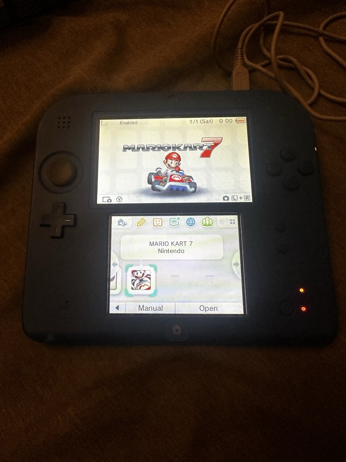 Nintendo 2DS Blue Handheld Console with Mario Kart 7, Wi-Fi, Headphone Jack