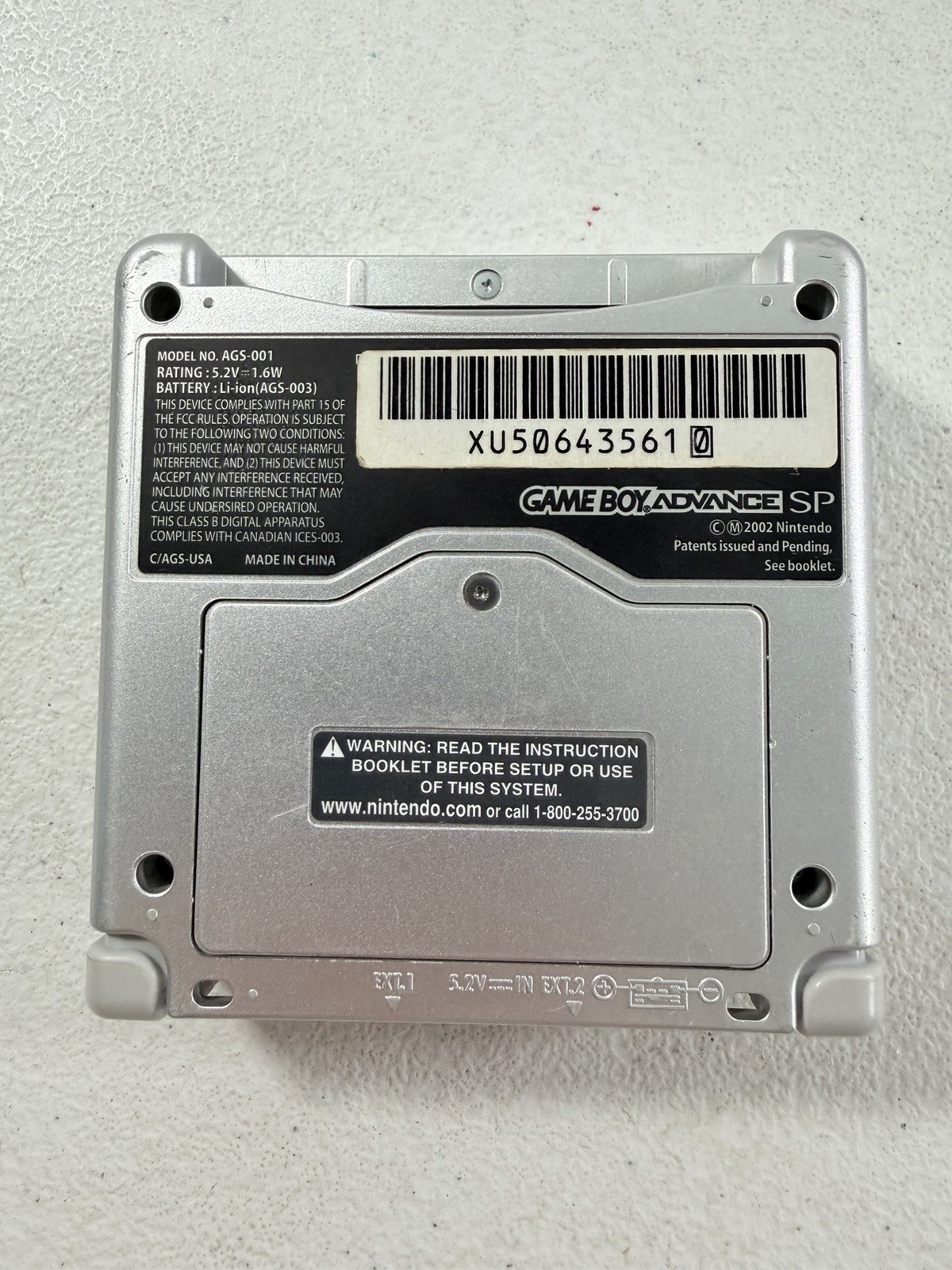 Nintendo Game Boy Advance SP AGS-001 Silver w/ Charger TESTED WORKING