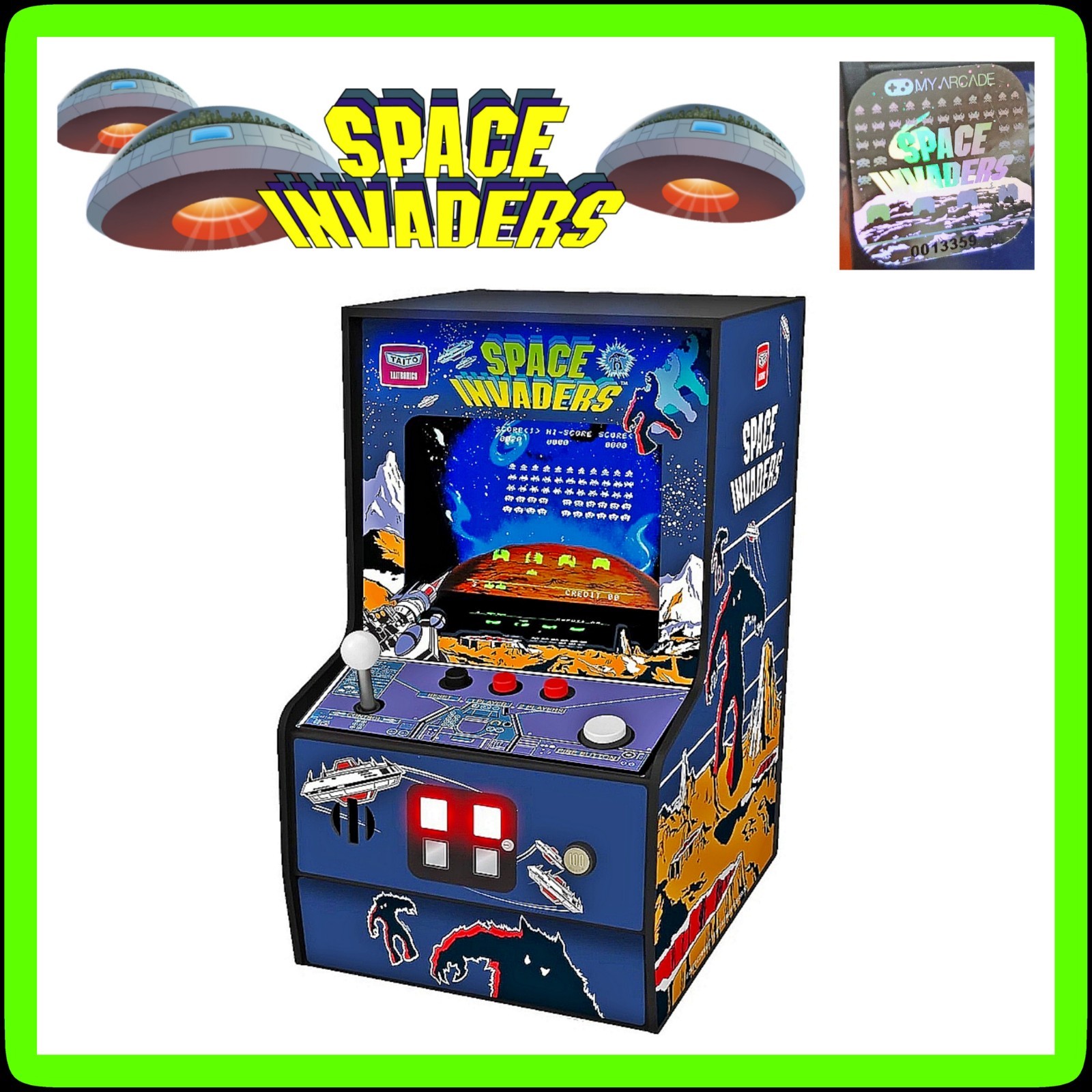 👾 SPACE INVADERS My Arcade TAITO Retro Player Machine w/Backlit Marquee 🆕 NEW!