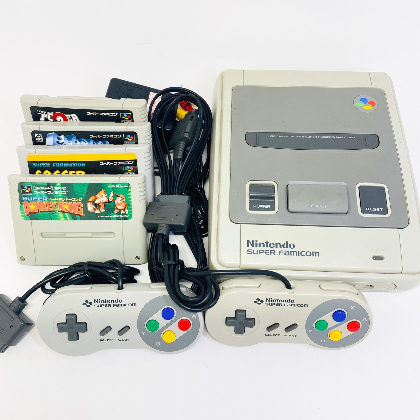 Nintendo SUPER FAMICOM CONSOLE SHVC-001 CONTROLLER AC AV CABLE GAMES JAPAN SNES