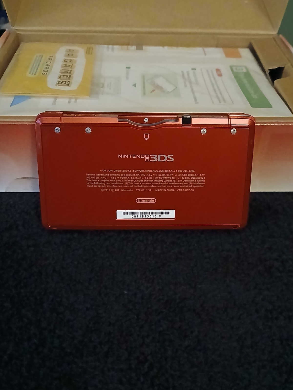 Nintendo 3DS Flame Red Handheld Console Complete w/Box & Charger w/12 Games Mint