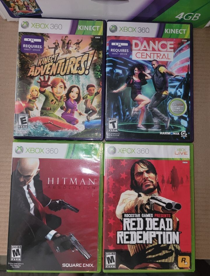 Microsoft Xbox 360 Slim 4GB Black Console with Kinect 10 Games See Listing