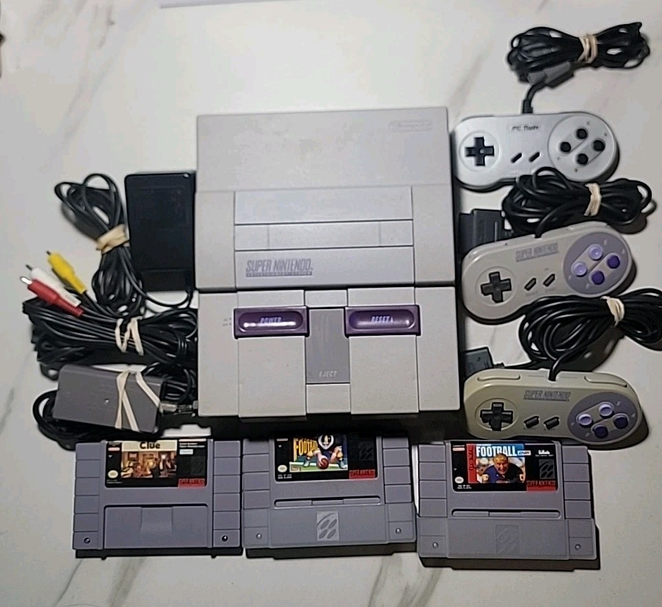 Nintendo Super Nintendo Console w/ Controllers, Power Adapter, AV Cable, Games