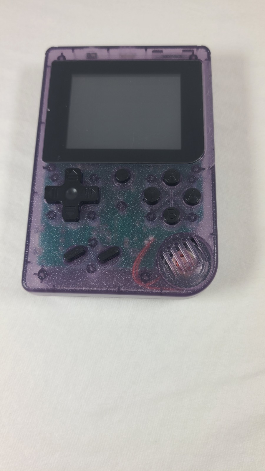 Merkury Innovations Arcade Fun Portable Game Console in a transparent purple…