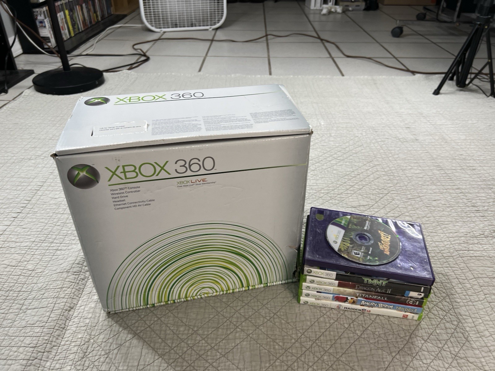 Microsoft Xbox 360 Console 20GB Complete CIB W/ 6 Games TMNT + Dragon Age