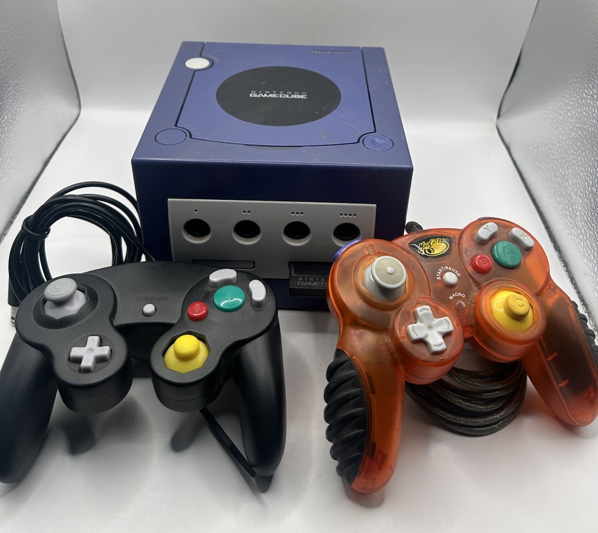 Nintendo GameCube Indigo Purple Console DOL 001 Controllers Bundle *READ