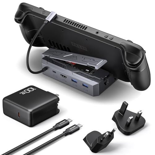 6-in-1 Steam Deck Dock with 100W Charger, 4K HDMI, Gigabit Ethernet, M.2 Slot