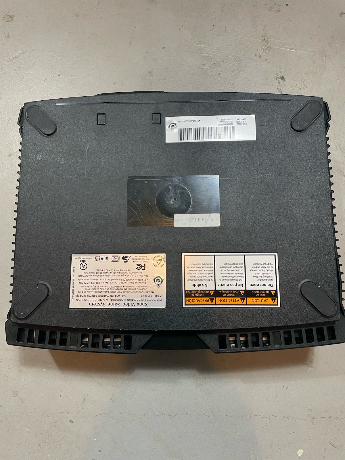 Microsoft Xbox Original Console Only 2002 Untested FOR PARTS AS IS FOR REPAIR D