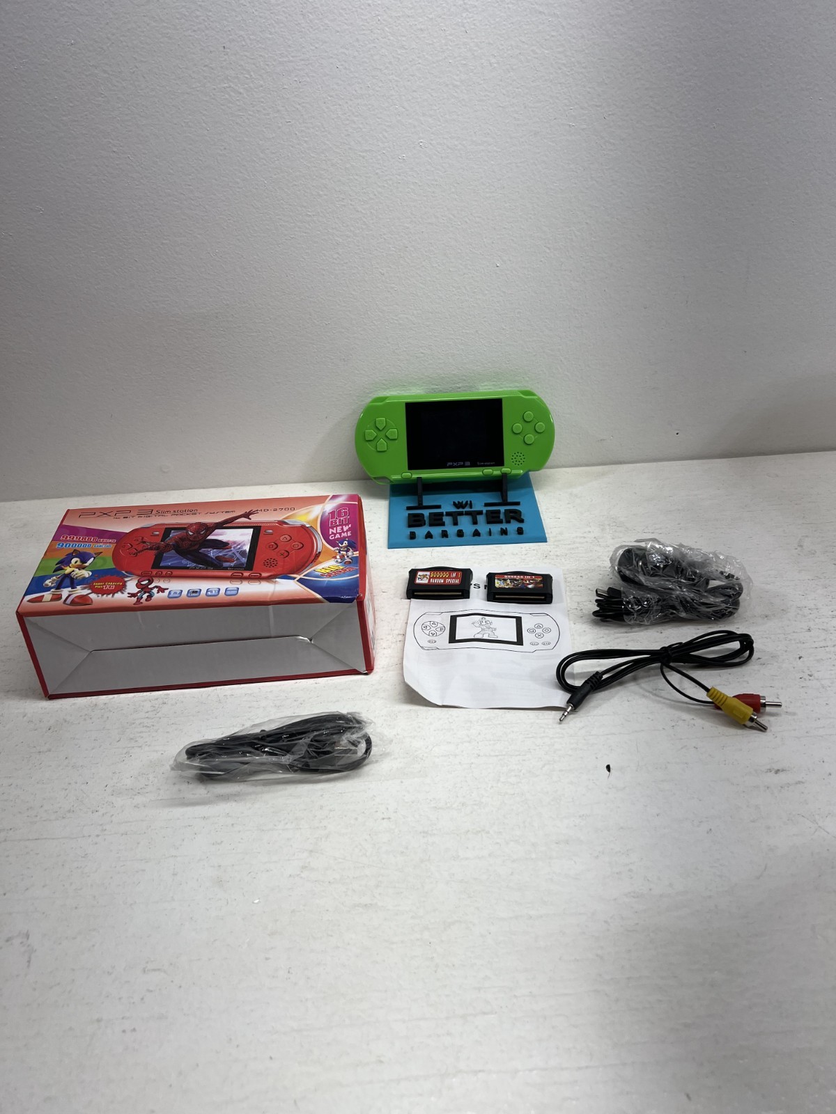 PXP3 Slim Station Handheld Console 2 cartridge games *Tested*