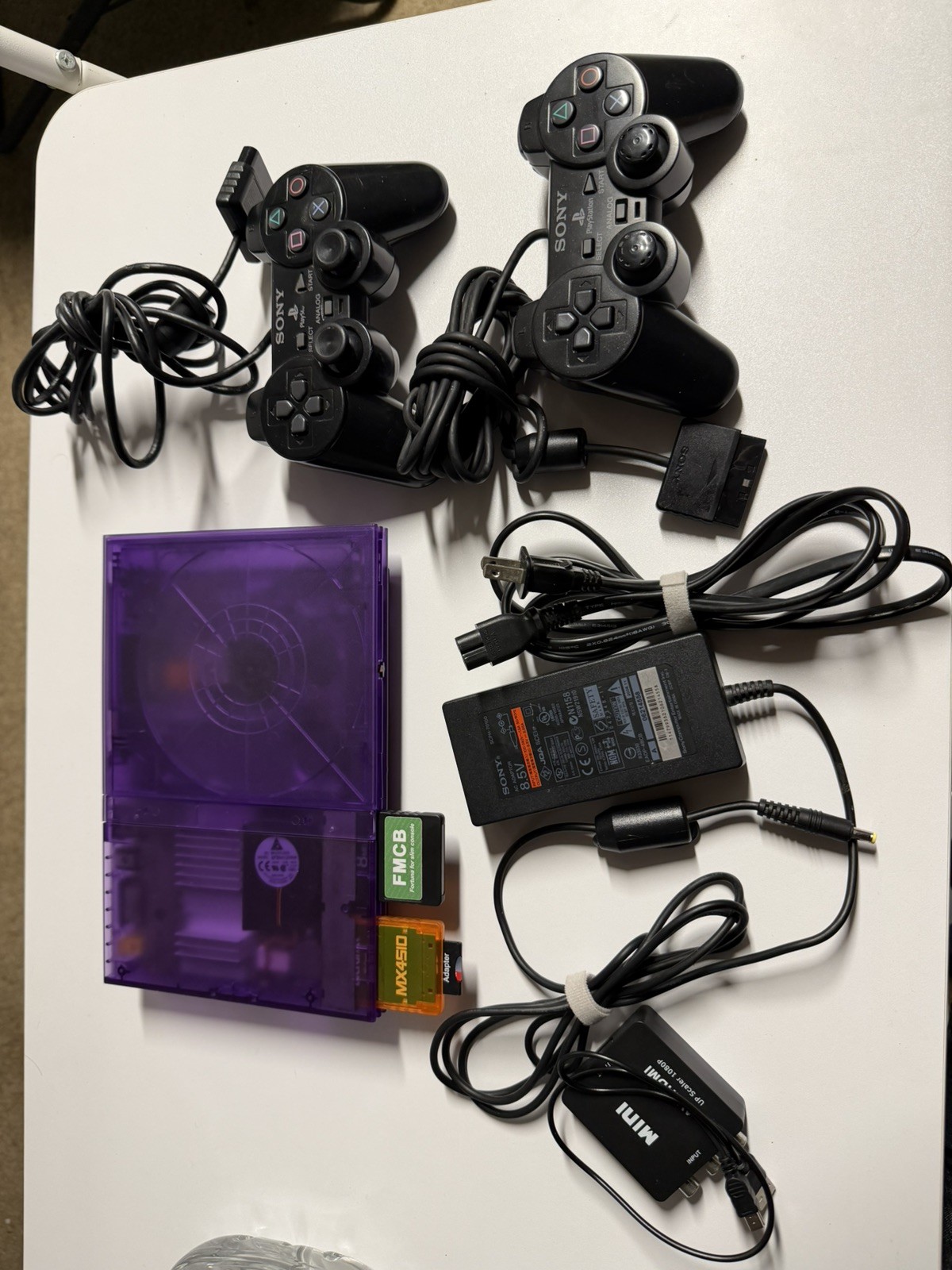 PS2 Slim Sony PlayStation Clear Transparent Purple Bundle Please See Pics