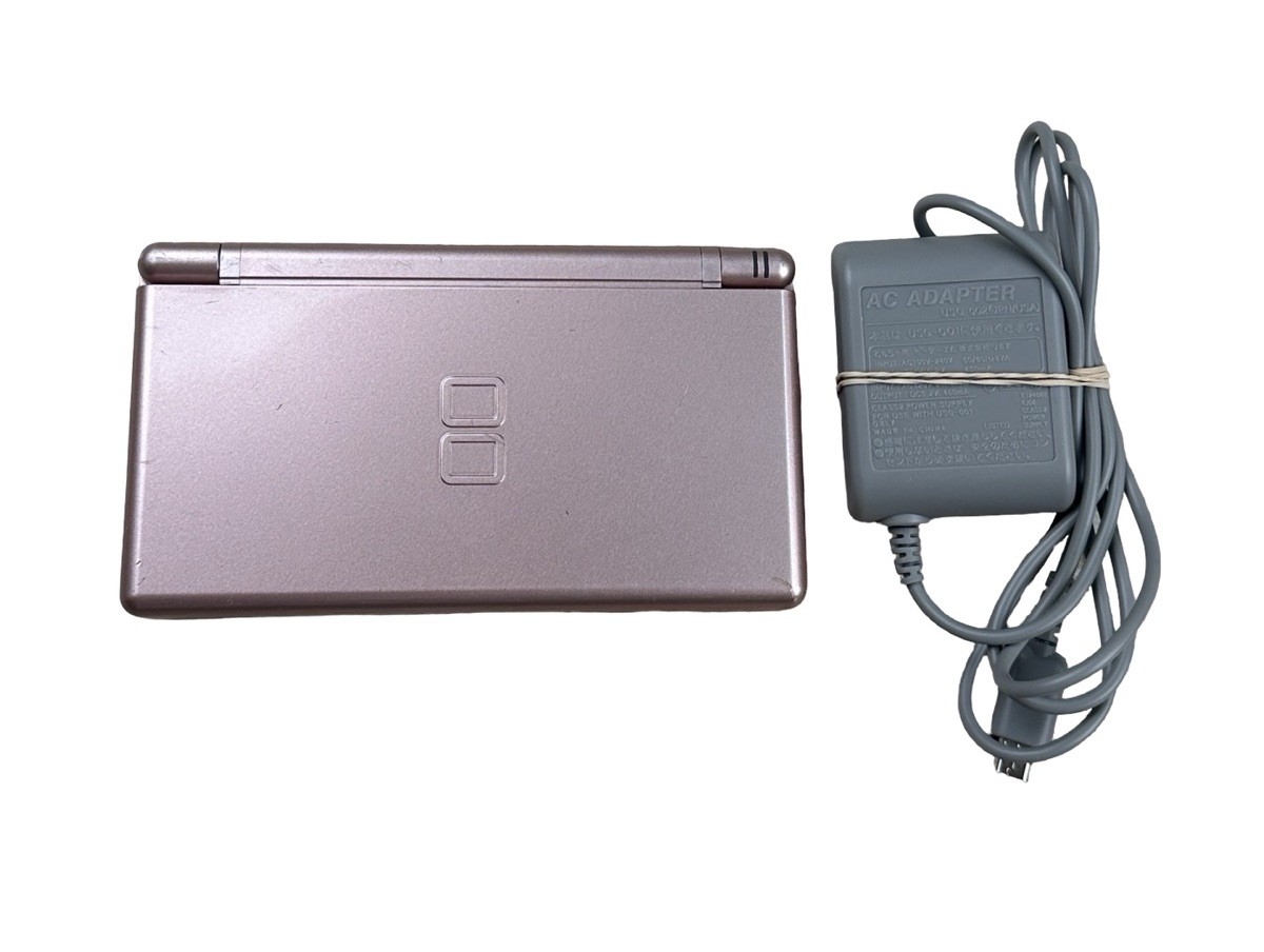 Nintendo DS Lite Metallic Rose Pink Handheld System With Charger Stylus Tested
