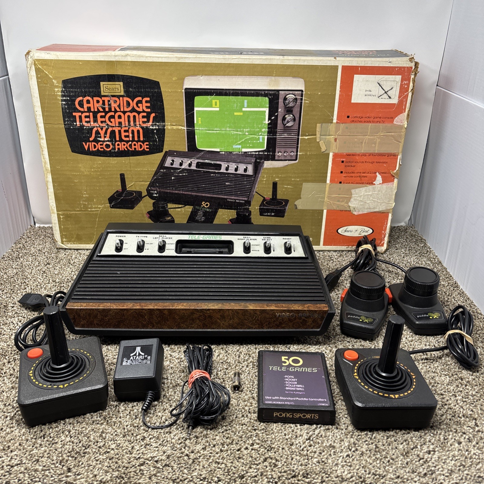 Atari 2600 Console Original 6 switch Console In Box Sears Tele Games Tested