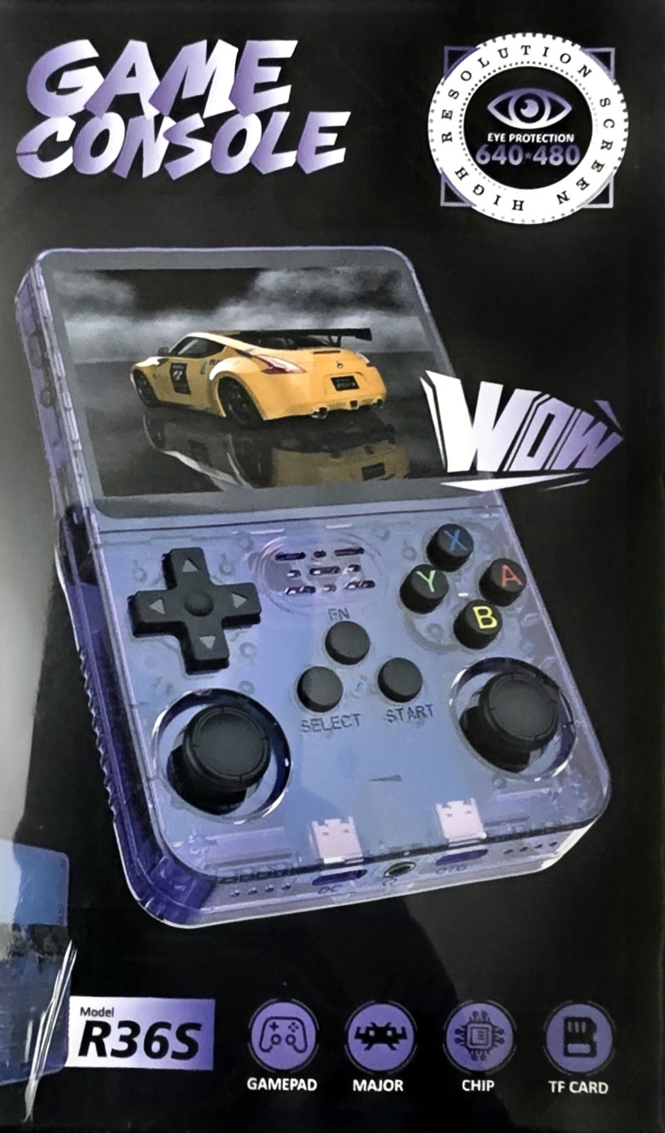R36S Handheld Game Console 3.5in IPS Display 640×480 Resolution Purple