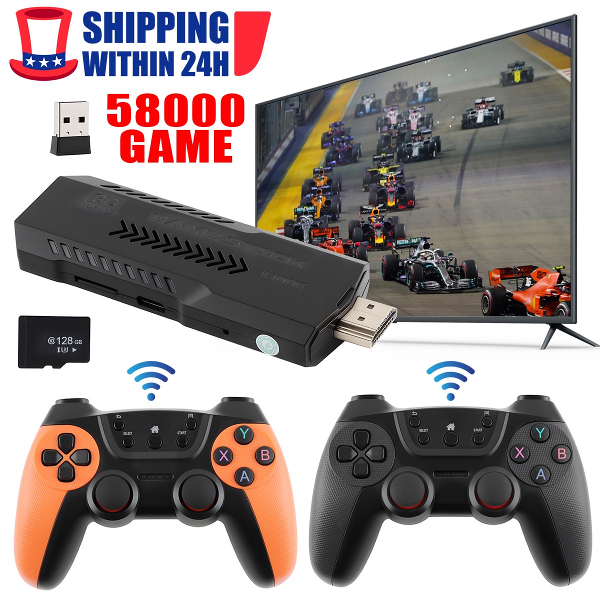 X2 PRO 256G 58000+ Games 4K Game Stick 3D HD Retro Video Game Console Wireless
