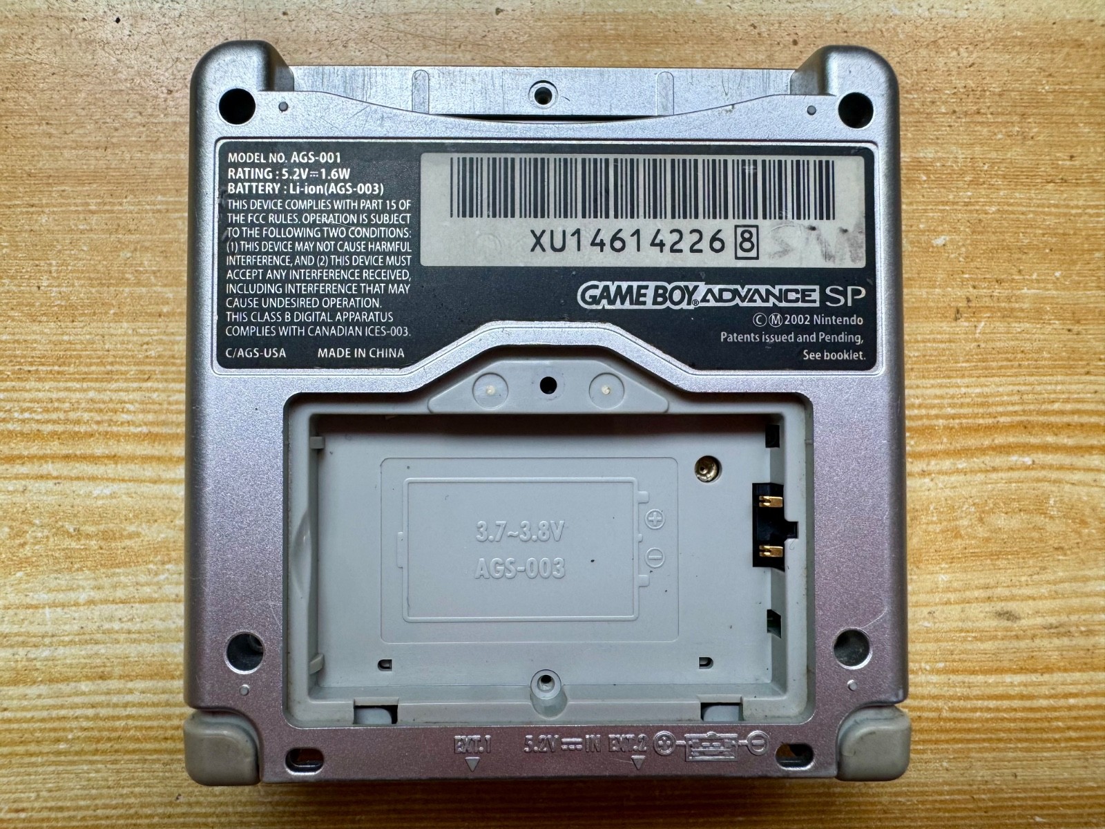 Nintendo Gameboy Advance SP AGS101 Ice Metallic Silver Handheld System Console