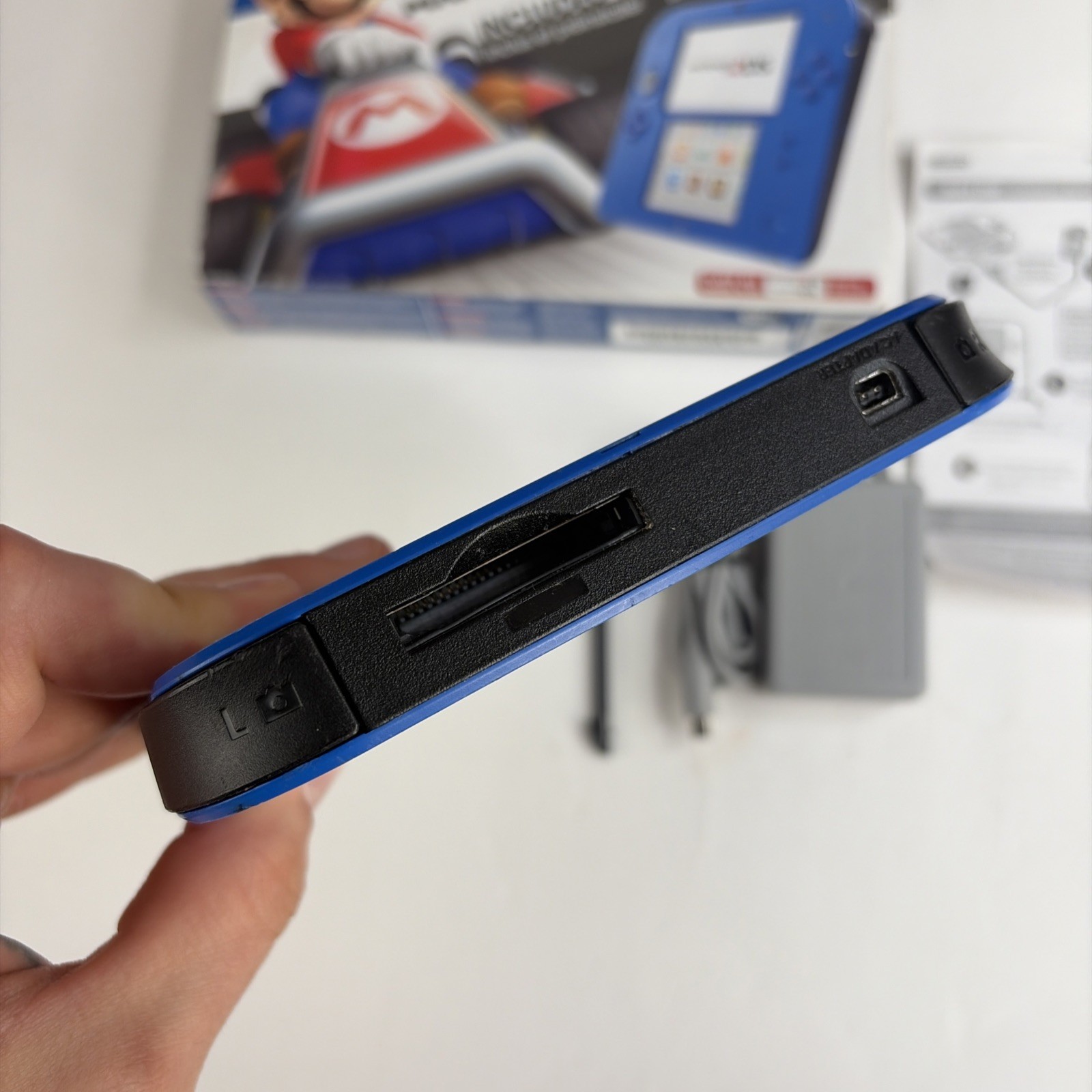 Nintendo 2DS Blue Black System In Original Box W/Charger Stylus US Model