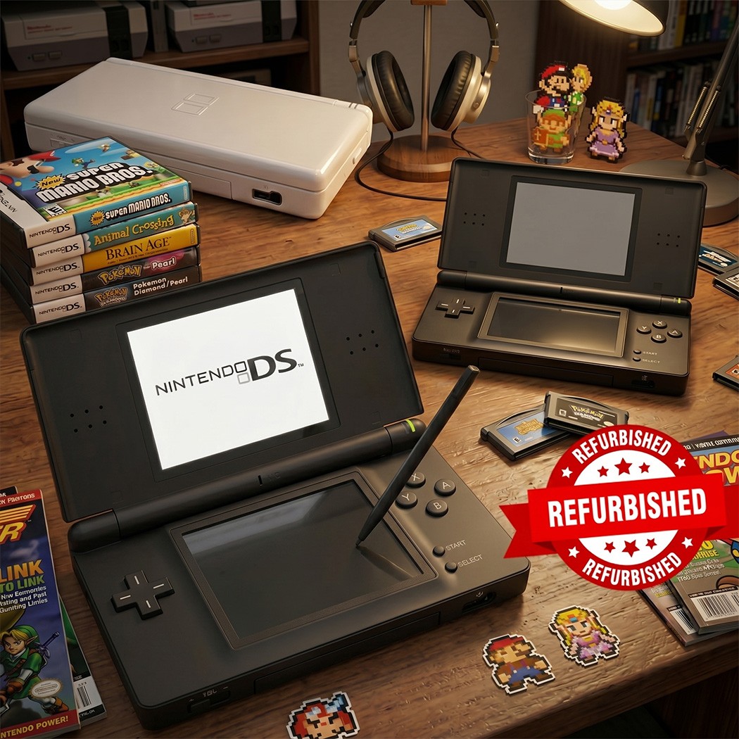 Nintendo DS Lite Console Handheld System Cleaned Tested New Black Case Reneweds