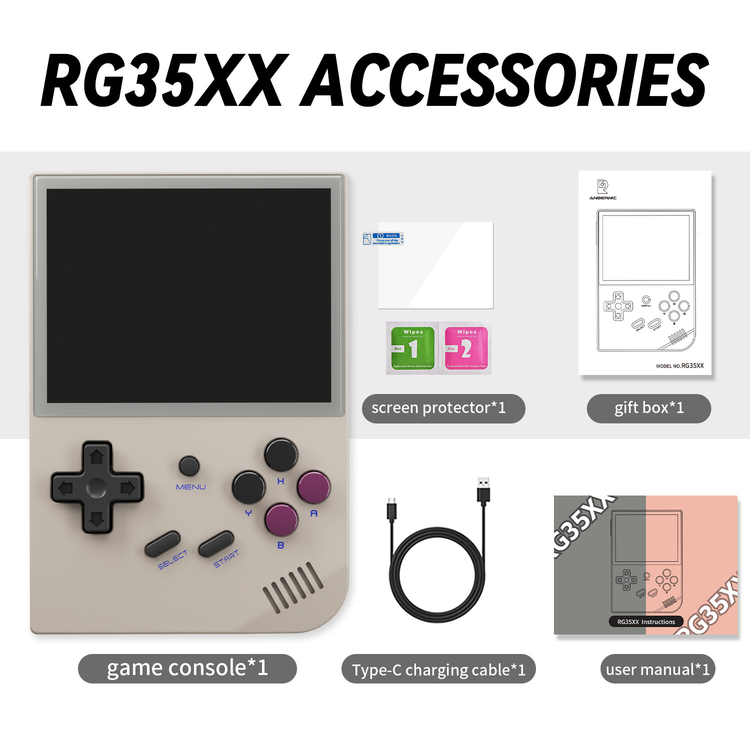 ANBERNIC 2024 RG35XX Handheld Game Player 4500+ Games 2600mAh Battery H700 Gift