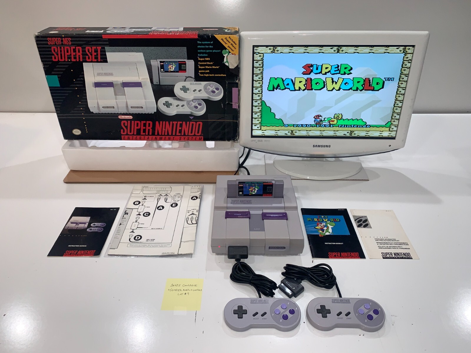 Super Nintendo Super Mario World System Console Complete in Box CIB Tested! #9