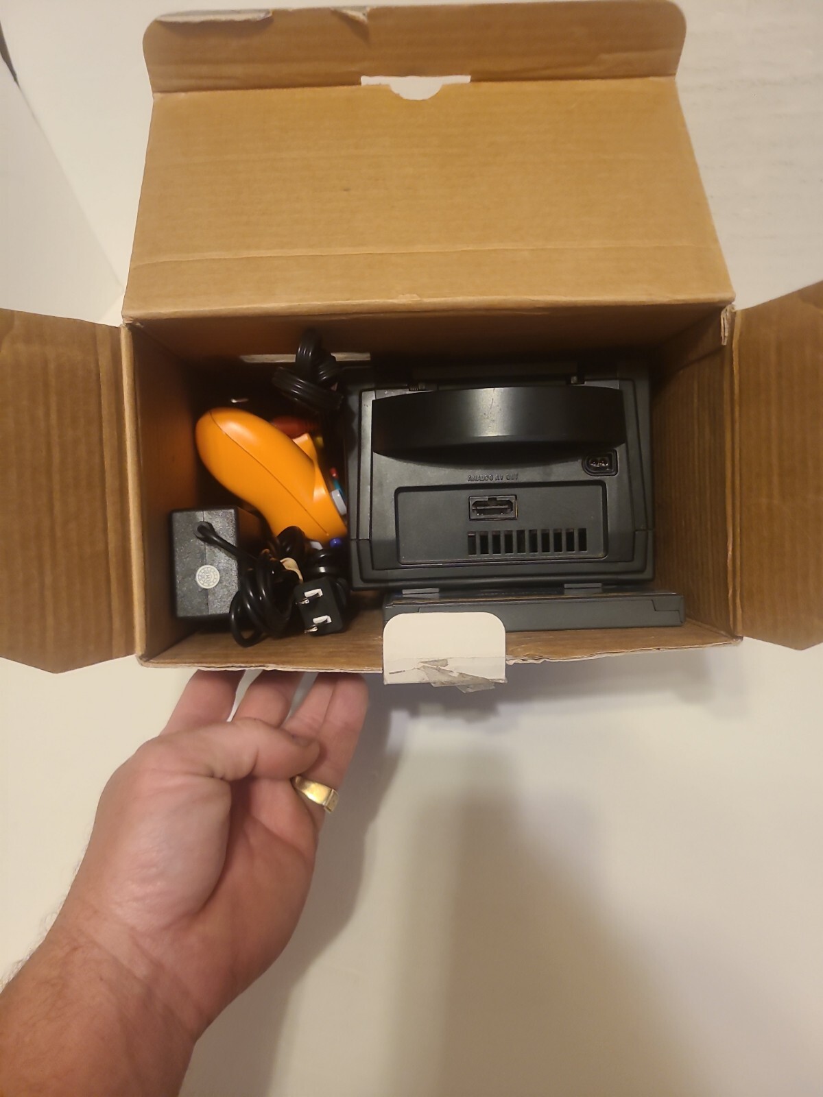 Nintendo Game Cube Black Console Box Spice Orange Controller Mario Golf