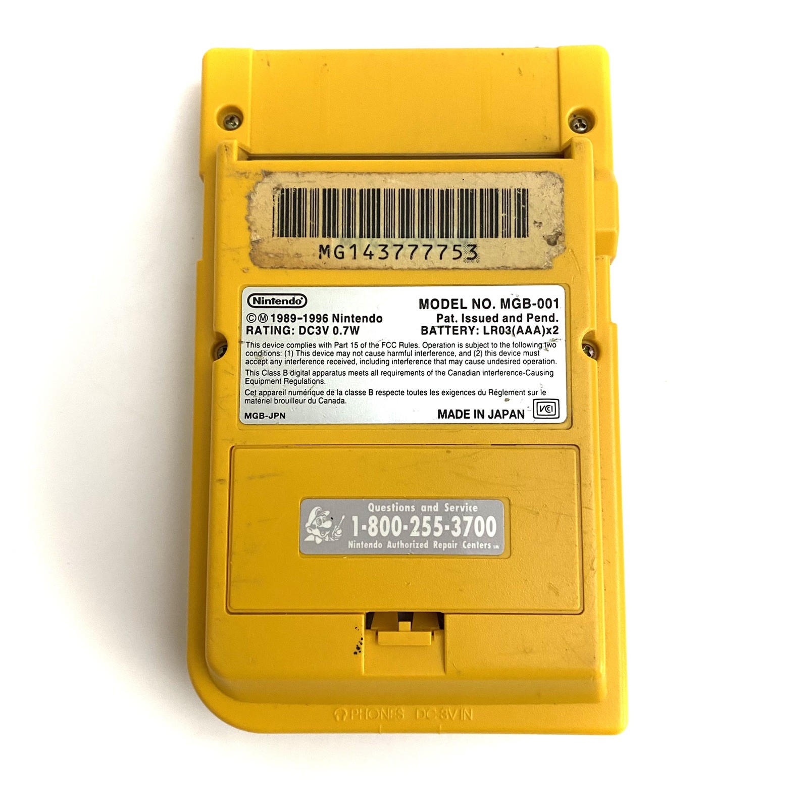 Nintendo Game Boy Pocket MGB-001 Yellow Handheld Console Retro Gaming