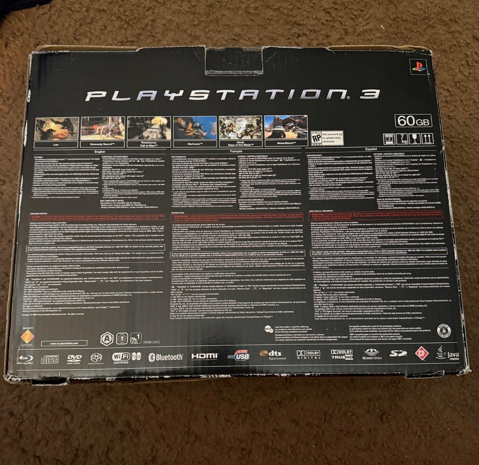PlayStation 3 Backwards Compatible PS3 CECHA01 60GB With Original Box/Blu Ray