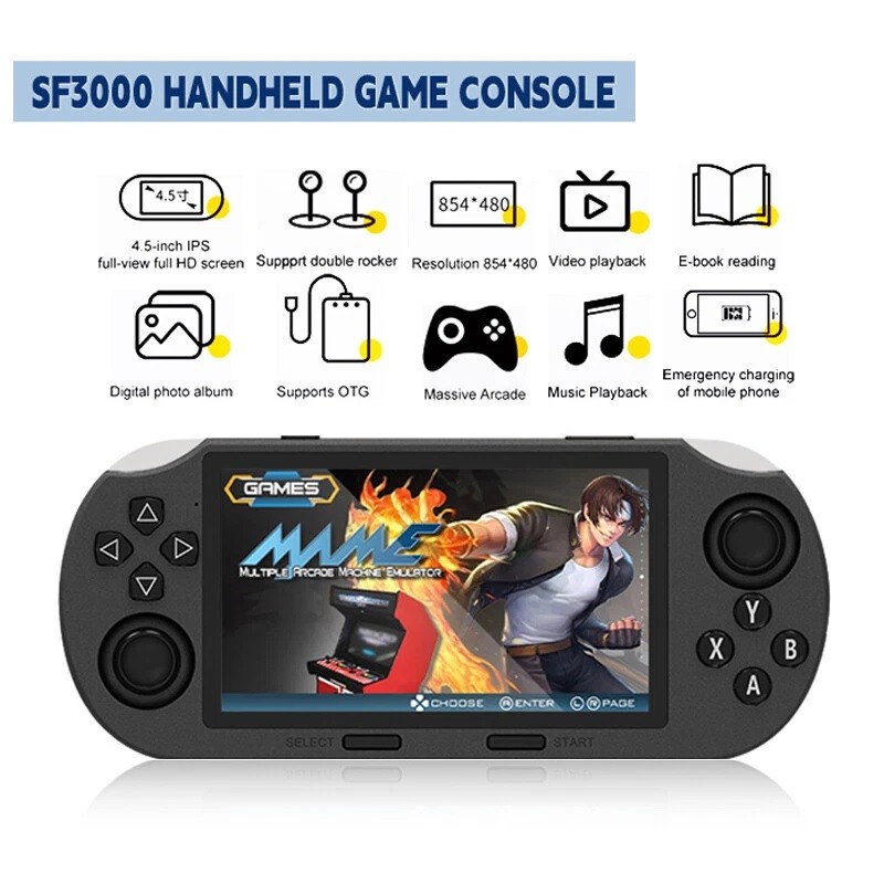 SF3000 Handheld Retro Gaming Console,Video Emulator Console IPS With 20000 Games
